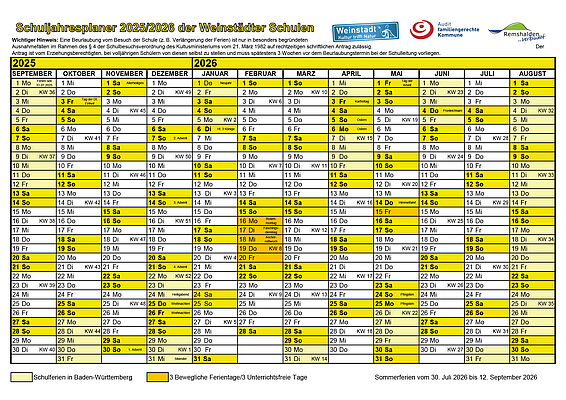 Schuljahresplaner 2025/26